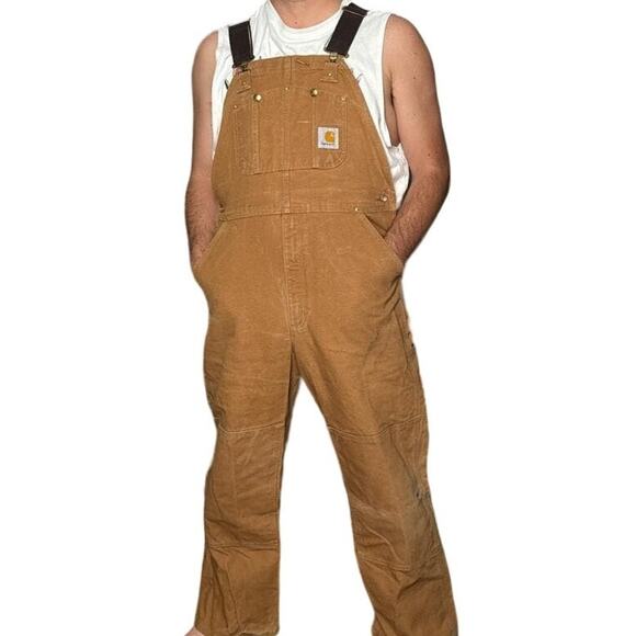 Vintage‎ 90s Y2K Carhartt Overall Men's Size Medium Brown Canvas Workwear 3936 - Picture 1 of 15